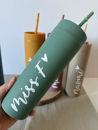 Image 2 of 16oz Personalised Handlettered Skinny Tumblers 