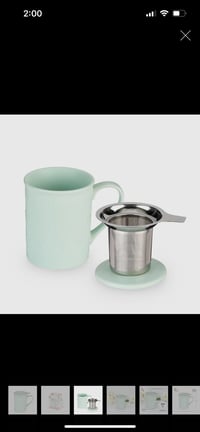 Image 1 of Annette™ 3D Ceramic Mug with Tea Infuser in Souk Mint