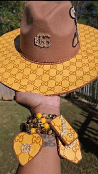 Image 1 of Mustard Gorg girl Fedora hat & 4 Stack