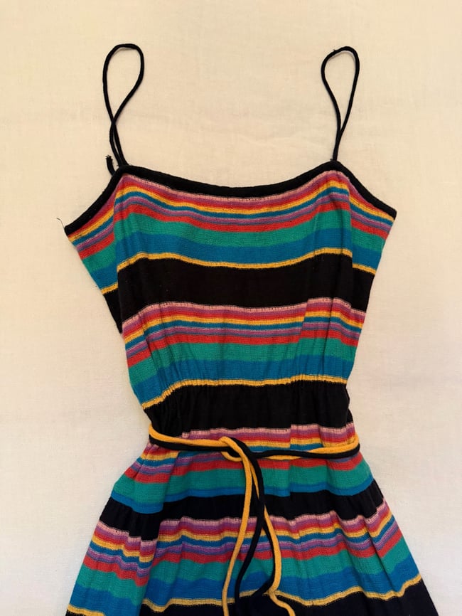 70s woven rainbow dress sundress mini