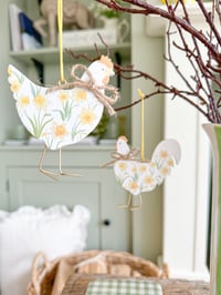 Image 1 of SALE!Wooden Daffodil Hen Decorations ( Set of 2 )