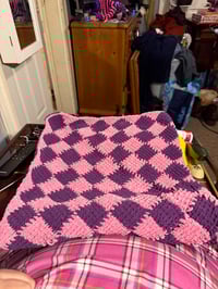 Image 2 of Purple and Pink Crochet Babby Blanket