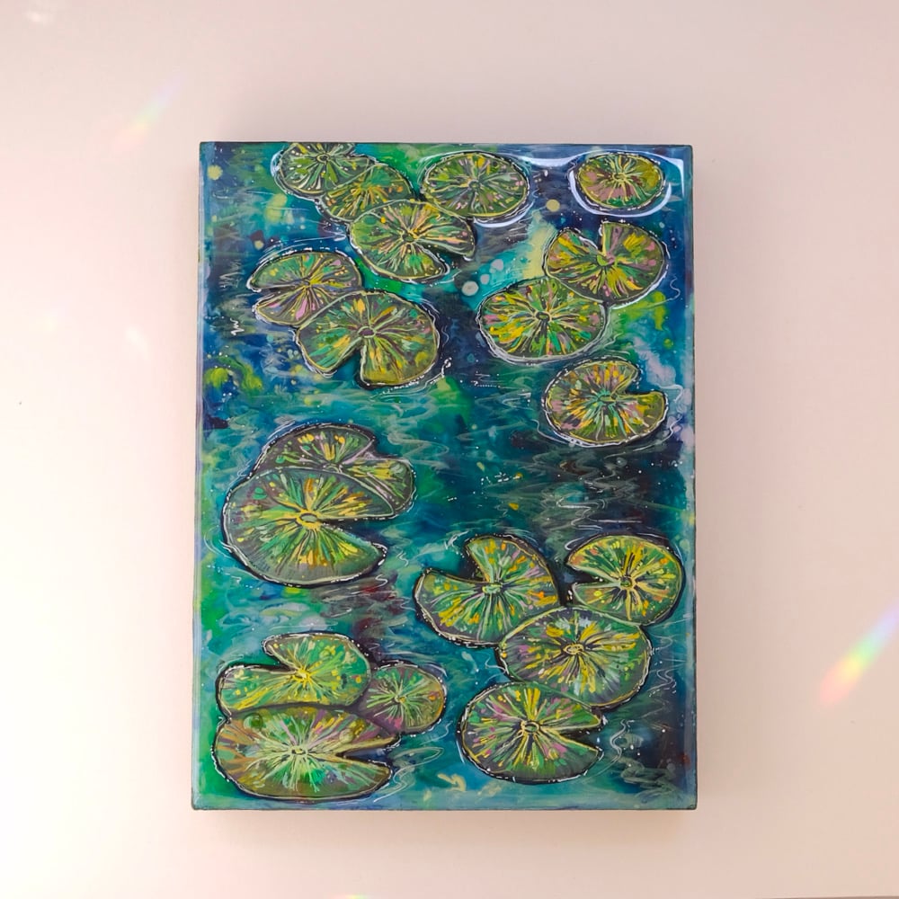 Image of 🪷 LILY POND STUDY ✧ Original 3D Mixed Media Painting 