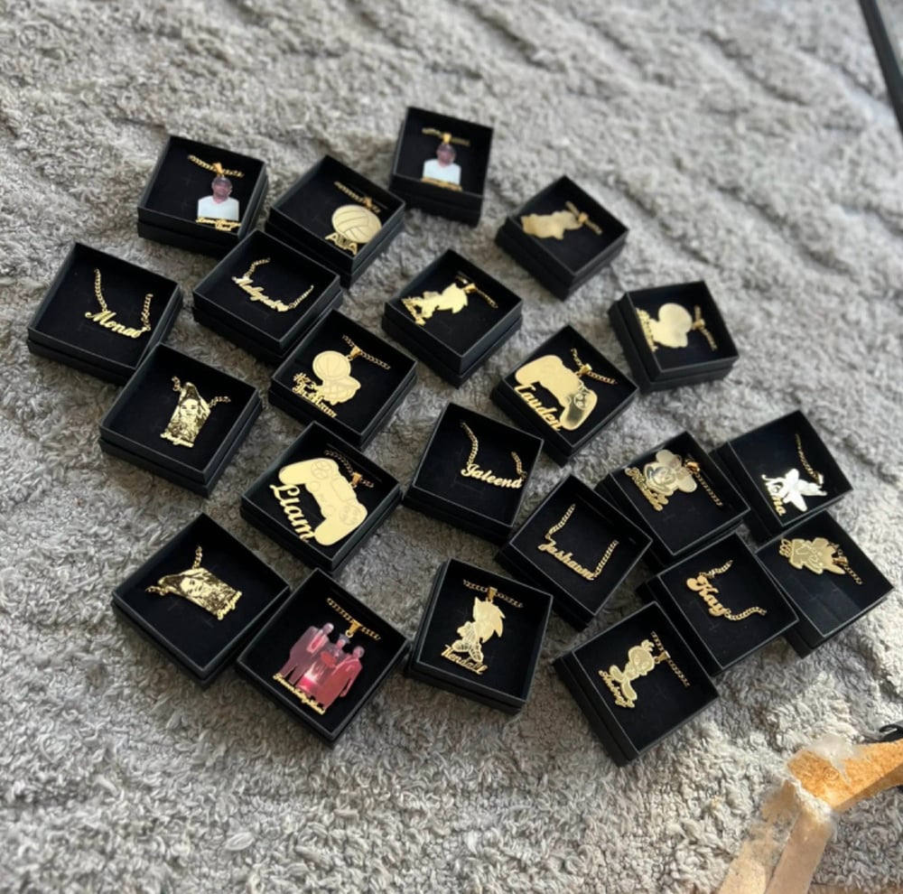 Image of Gold plated Custom cartoon character necklaces with name