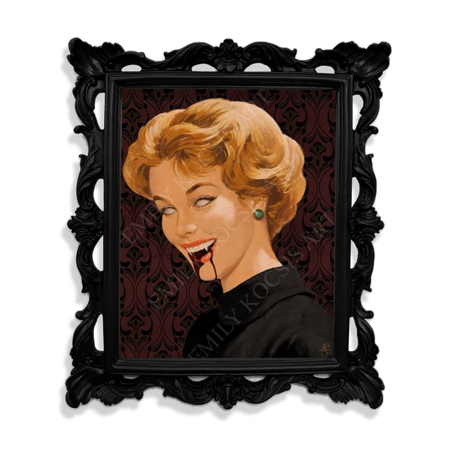 Retro Art Print // Psycho Vampire 