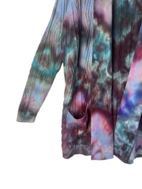 Image 3 of M Sweater Cardigan w/ Pockets in Dark Watercolor Snow Dye