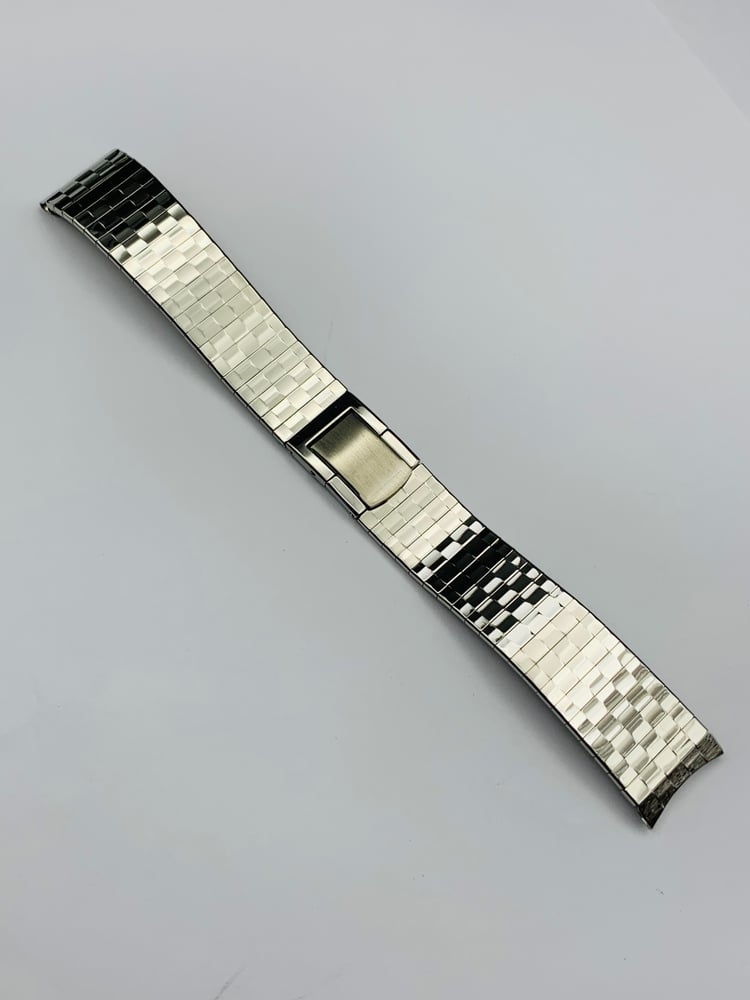 Image of Vintage 1970's eye catching slim stainless steel watch strap bracelet,New Old Stock,mint,17.4mm