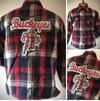 Upcycled “Brutus the Buckeye” quilted flannel jacket