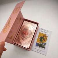 Image 2 of Gold Foil Tarot Plastic Cards Rose Pink Oracle Waterproof Card Deck Mysterious Board Game Divination