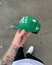 Image 4 of  PARTLY CLOUDY GREEN OAKLAND ATHLETICS CUSTOM FITTED CAP