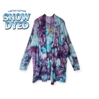 Image 1 of XL Sweater Cardigan w/ Pockets in Cool Interstellar Snow Dye