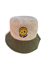 Image 1 of Cream and olive corduroy bucket hat 