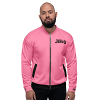 Image 1 of Unisex Bomber Jacket Dark Pink & Black