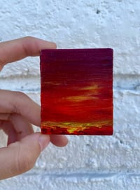 Image 2 of “Orange sunset” oil on wood 2 x 3 inches 