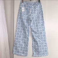 Image 6 of FOREVER 21 smiley face and floral print retro bell bottom jean pants 