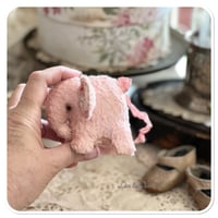 Image 8 of Handmade pink  teddy elephant on a little wooden cart.