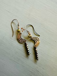 Image 1 of sterling silver crescent moon earrings with opals and pearls