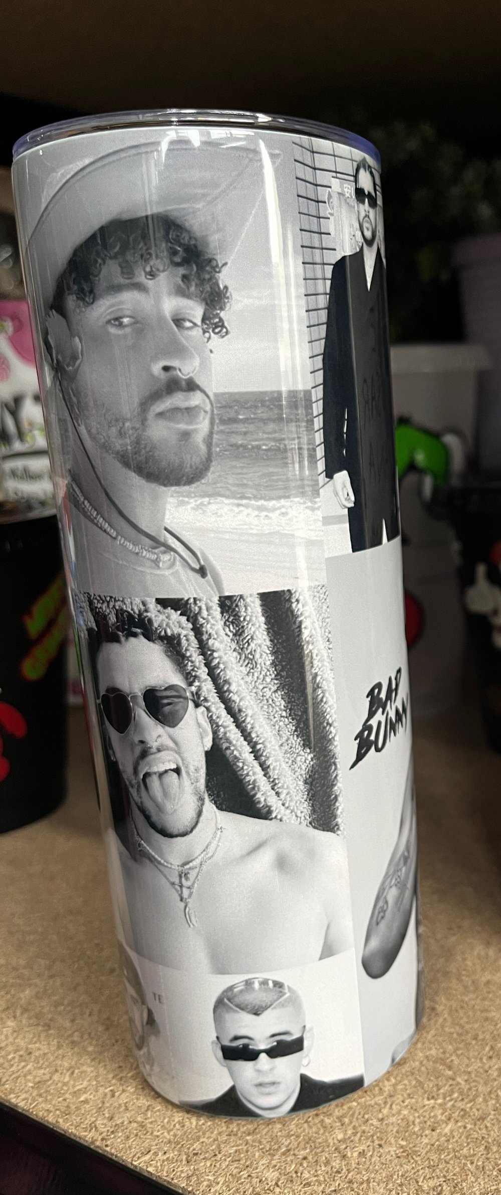 Image of BAD BUNNY COLLAGE 20oz SUBLIMATED STAINLESS STEEL TUMBLER