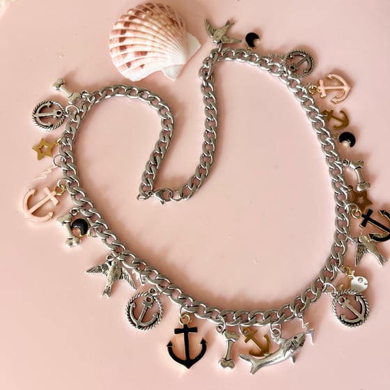 Image of One of a Kind Charm Necklace - Nautical - Shark, Anchors.