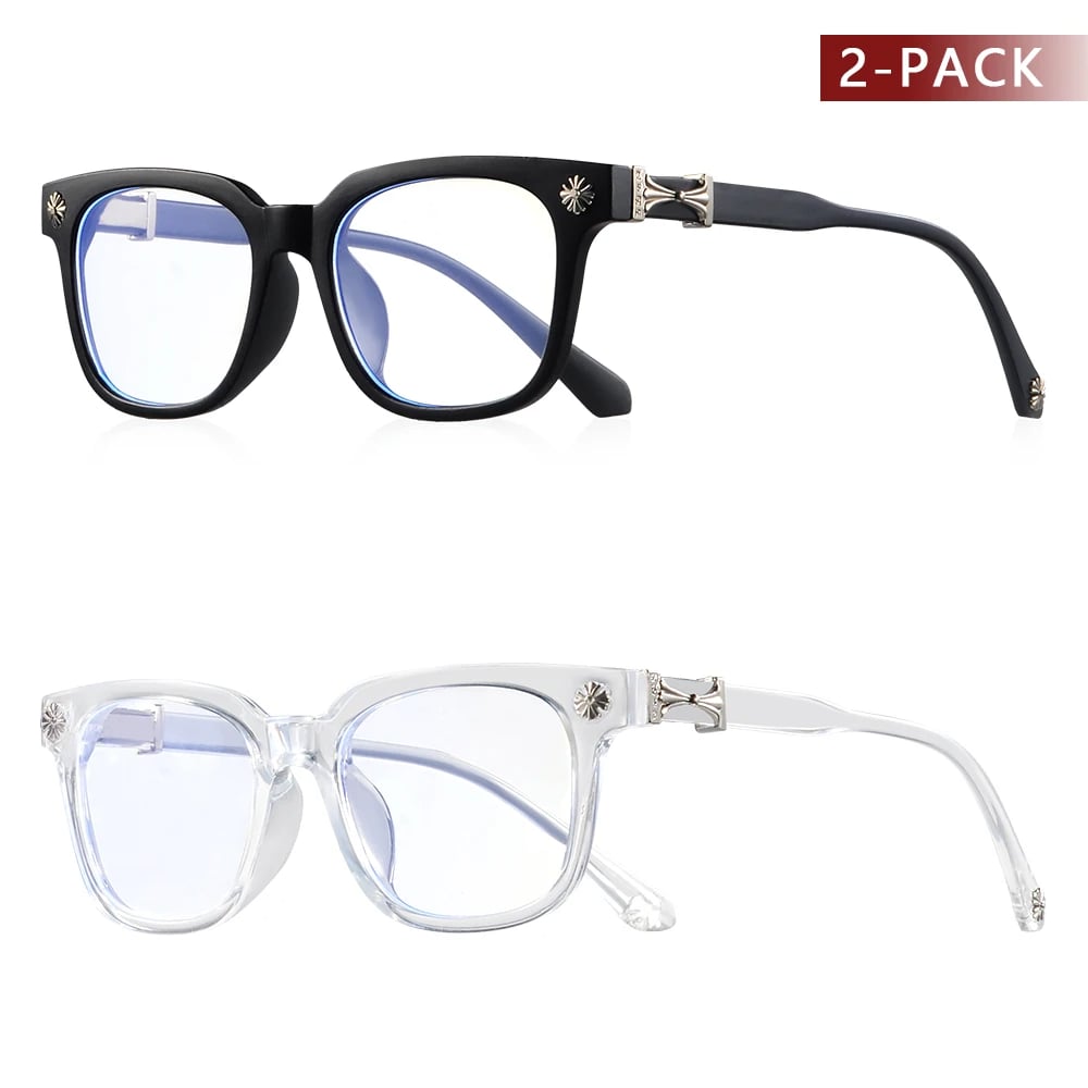 Image of Classic 1Pcs Square Anti Blue Light Glasses For Men And Women Black & Transparent Frame Unisex Compu