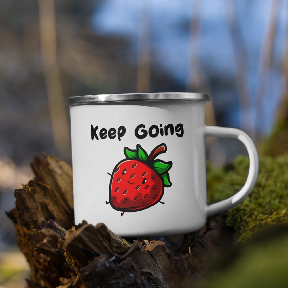 Image of Keep Going Strawberry Enamel Mug