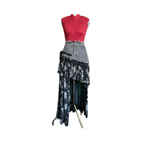 Image 1 of Reconstructed Denim & Pleated Skirt – One of a Kind