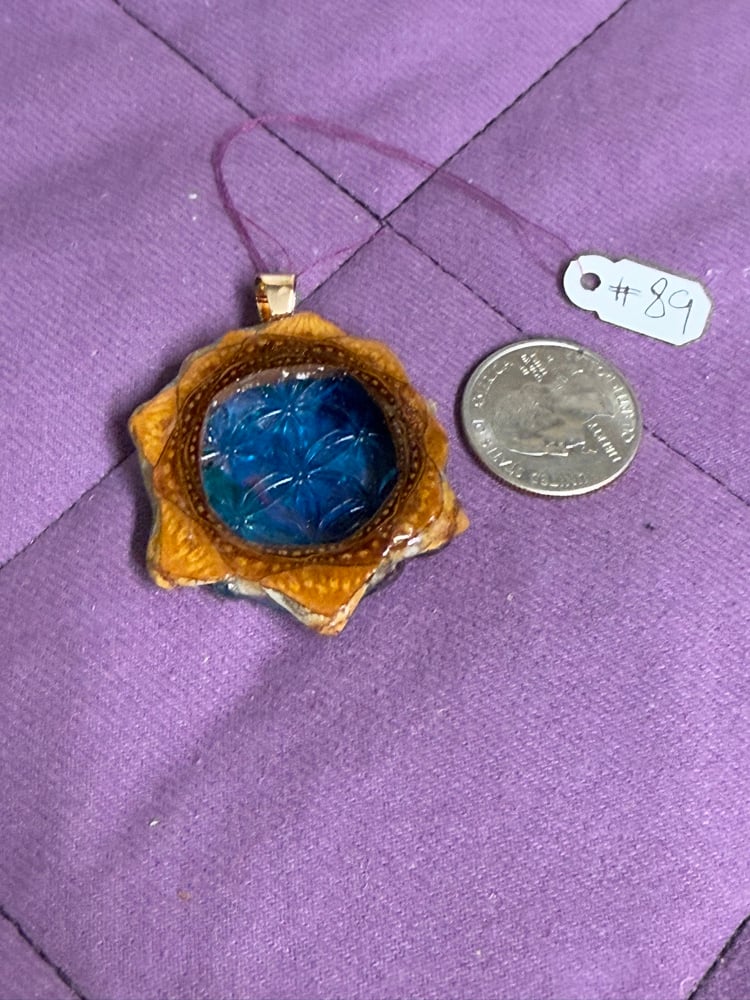 Image of Blue Seed of Life Pinecone Charm | Handmade PNW Jewelry | #89