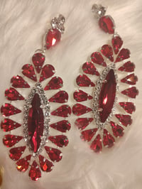 Image 2 of RED TEAR DROP OVAL EARRINGS 