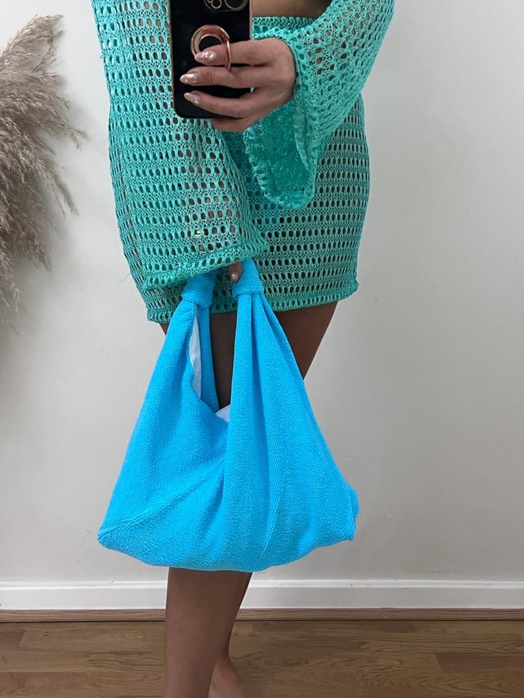 Image of Neon Blue Crinkle Origami Shoulder Bag