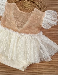 Image 3 of Newborn girls photoshoot outfit | Rosalie | beige | cream | photo props
