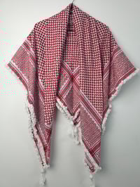 Image 10 of Pomegranate Seed Trim Red Keffiyeh (Made in Jordan) 
