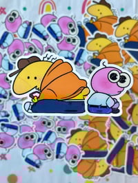 Image 1 of Smiling Friends | Charlie and Pim Sit Vinyl Sticker