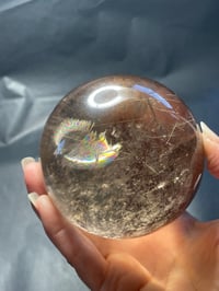 Image 7 of Smoky Quartz Sphere With Golden Rutile And Rainbows #1771