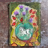 Image 1 of White horse vase