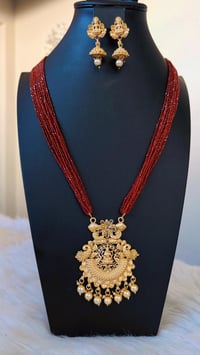 Image 4 of THJ_9907-Hydrocrystral Temple Jewelry Necklace Set Featuring Goddess Laxmi
