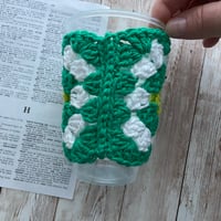 Image 4 of “Green & White” Crocheted Cup Cozy