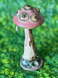 Image 1 of Mushroom with Eyes Hand Built Ceramic Magic Forest 