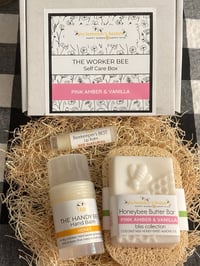 Image 2 of The Worker Bee Pink Amber & Vanilla Honeybee Butter Bar Self Care Box