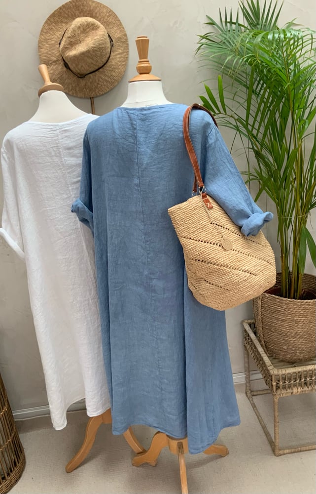 Image of Robe En Lin Alizé Bleu Jean's