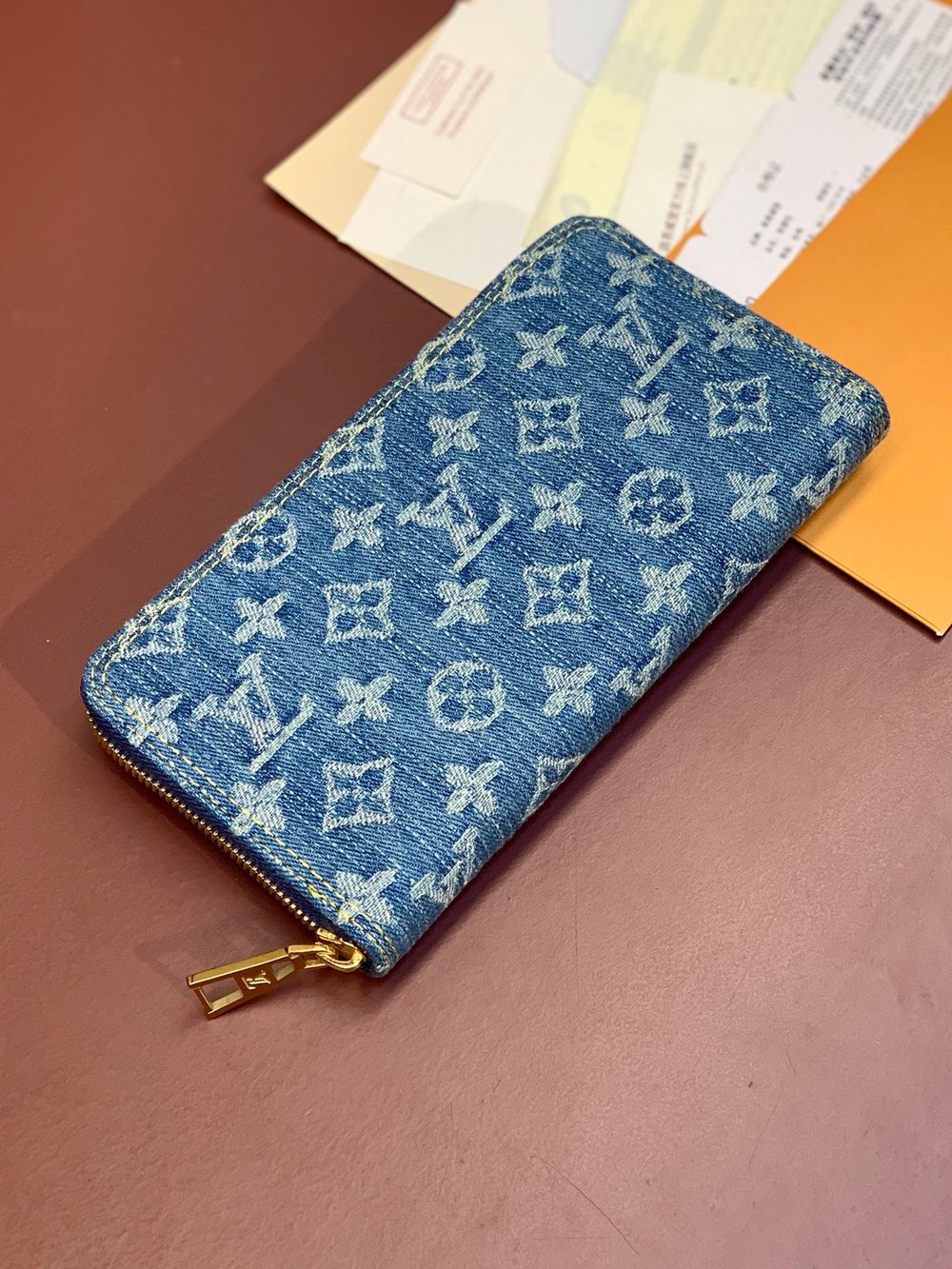 LV Denim Zipper Wallet