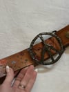late 60s tooled leather PEACE belt