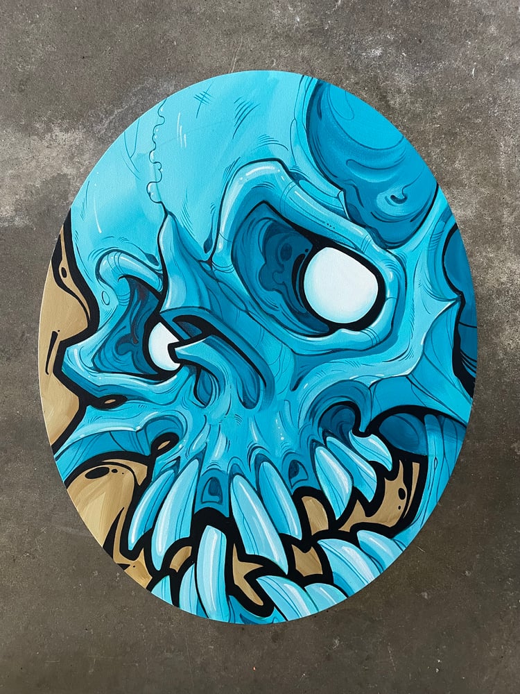 Image of Oval Teal Skull