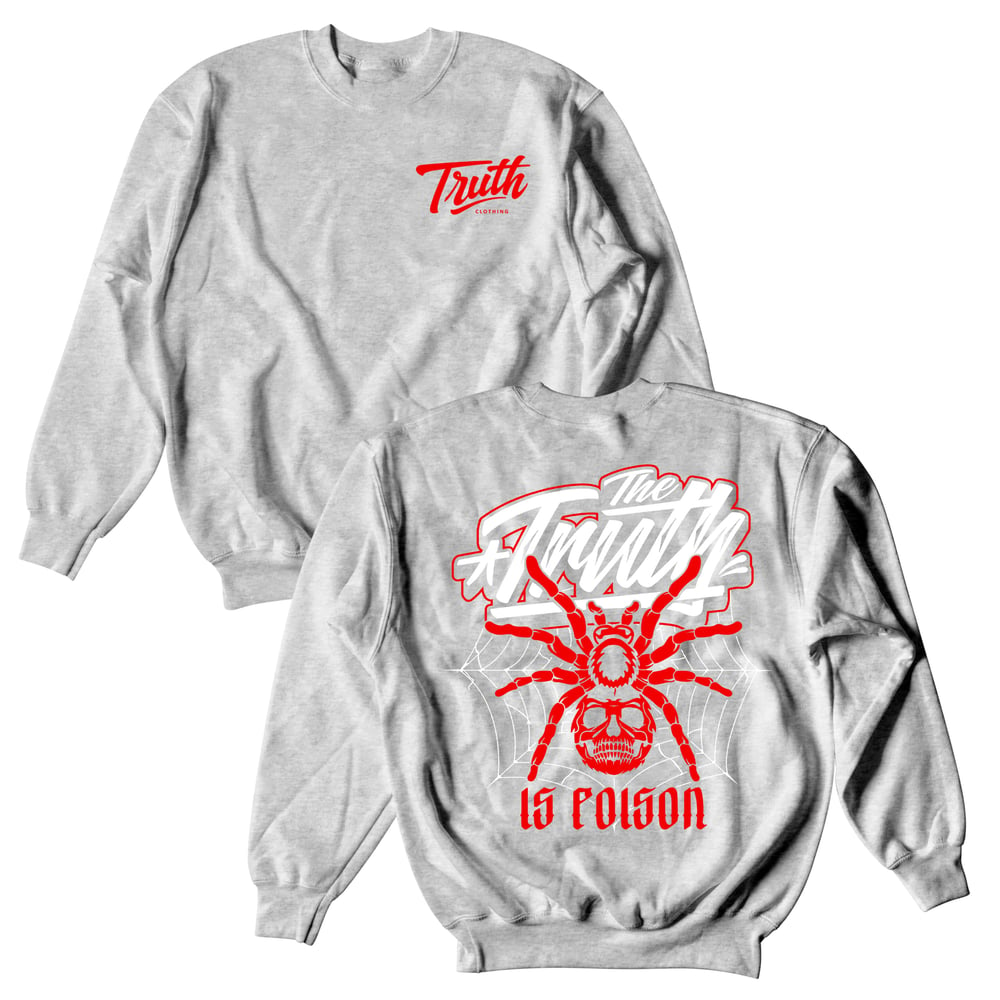 "Truth Is Poison" Crewneck | Heather Grey/White/Red