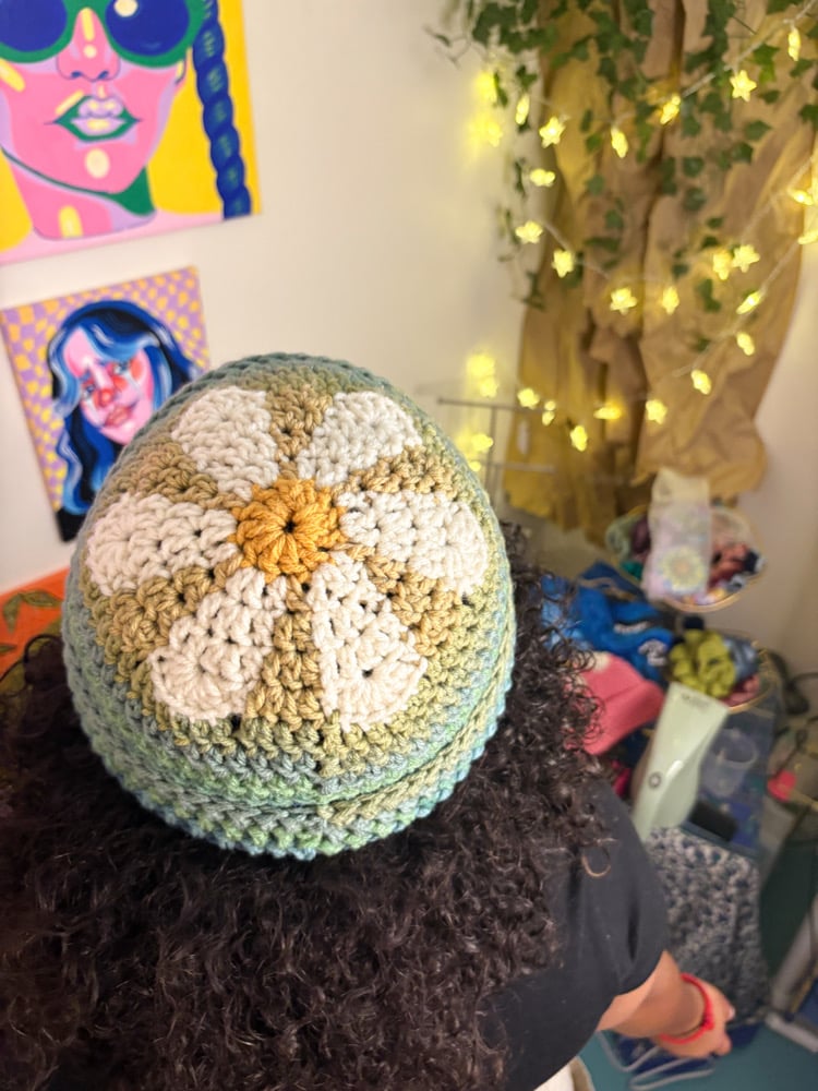 Image of Multicolored Flower Beanies