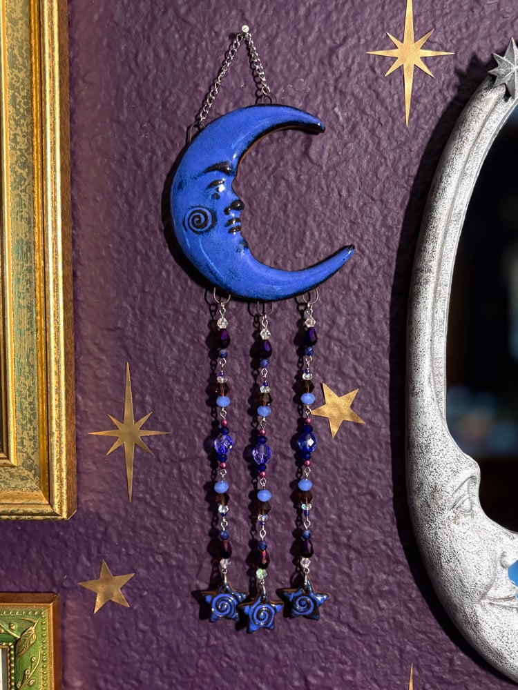 Image of Beaded Moon Wall Hanging #1