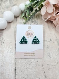 Green Triangle Tribal Polymer Clay Stud Earrings