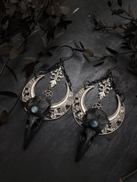 Image 4 of Silver black crow hangers w moonstone 
