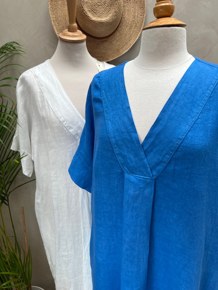 Image of Robe En Lin Diane Bleu Céleste