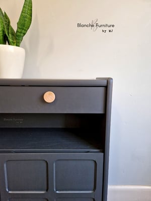 Image of Nathan Squares Slim Sideboard in Ash grey on Wooden Tapered Legs