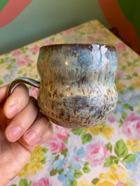 Image 2 of blue and yellow speckled teacup